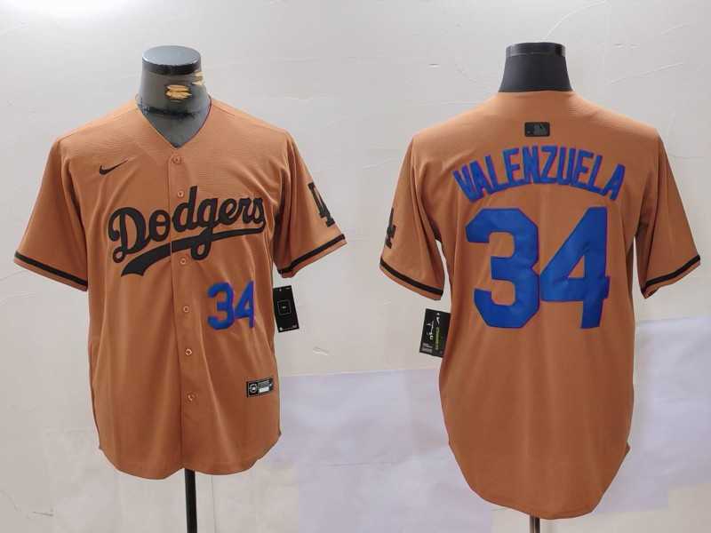 Mens Los Angeles Dodgers #34 Toro Valenzuela Number Olive Cool Base Limited Stitched Jerseys